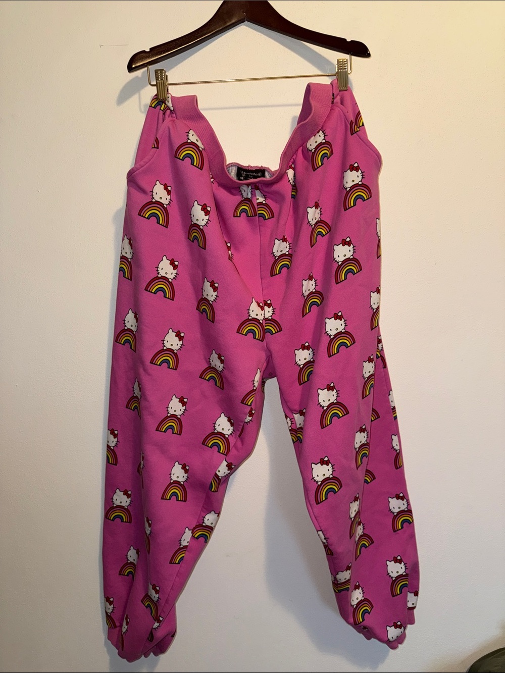 Hello Kitty Hot Pink Rainbow Print Kids Pajama Bottoms - Picture 2 of 5
